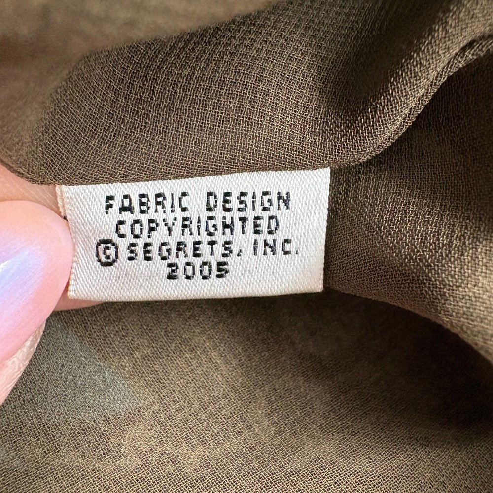 Sigrid Olsen Brown Floral Silk Chiffon A-Line Midi Skirt Y2K Vintage Size 10 - Picture 5 of 5